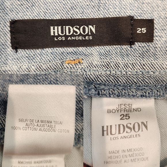 Hudson Jessi Boyfriend High Waist Foldover Jeans Distressed Released Hem Slouchy - Picture 10 of 11